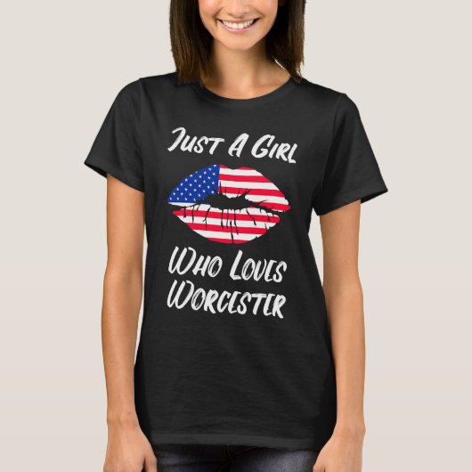 T-shirt Lips Mouth Love American Flag Worcester (Devant)