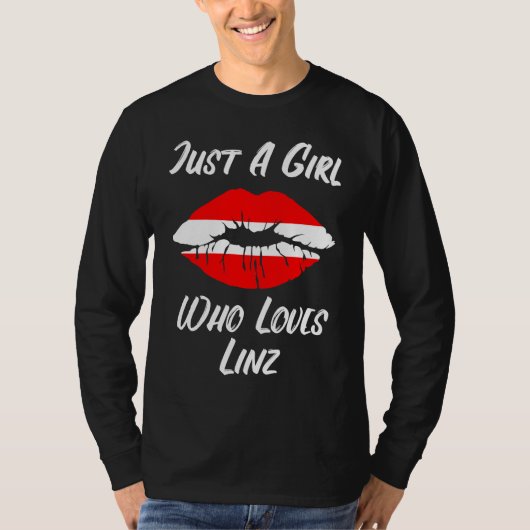 T-shirt Lips Mouth Love Austria Flag Linz (Devant)