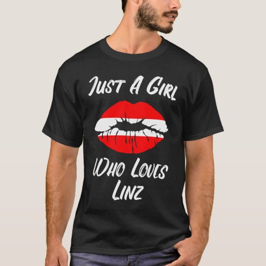 T-shirt Lips Mouth Love Austria Flag Linz (Devant)
