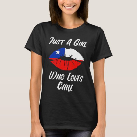 T-shirt Lips Mouth Love Chillean Flag Chile (Devant)