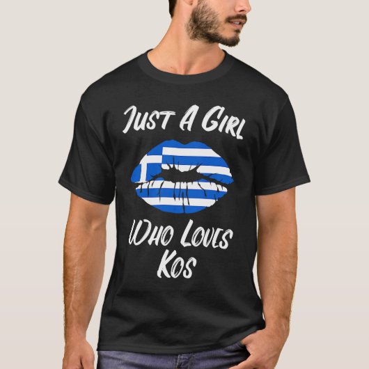 T-shirt Lips Mouth Love Greek Flag Kos (Devant)
