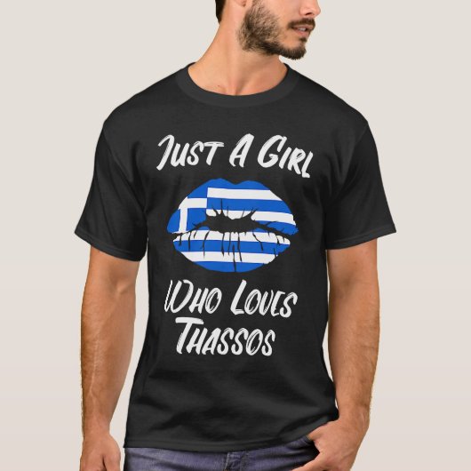 T-shirt Lips Mouth Love Greek Flag Thassos (Devant)