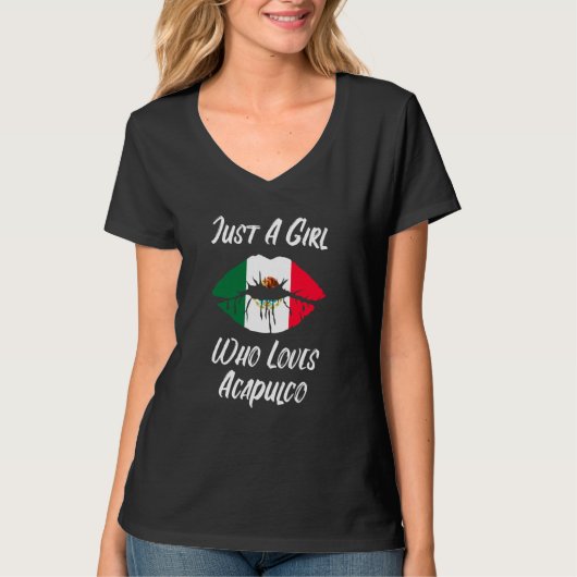 T-shirt Lips Mouth Love Mexican Flag Acapulco (Devant)