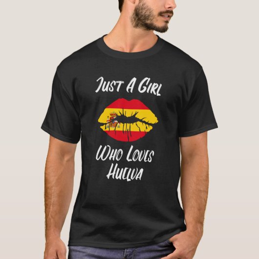 T-shirt Lips Mouth Love Spanish Flag Huelva (Devant)