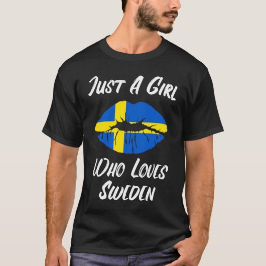 T-shirt Lips Mouth Love Swedish Flag Sweden (Devant)