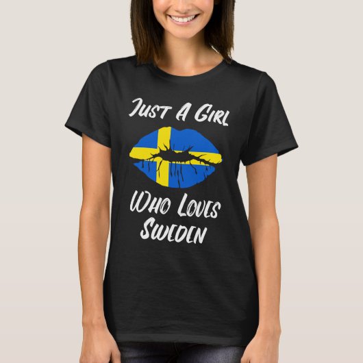 T-shirt Lips Mouth Love Swedish Flag Sweden (Devant)