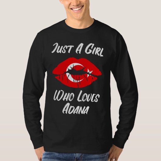 T-shirt Lips Mouth Love Turkish Flag Adana (Devant)