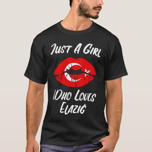 T-shirt Lips Mouth Love Turkish Flag Elazig (Devant)