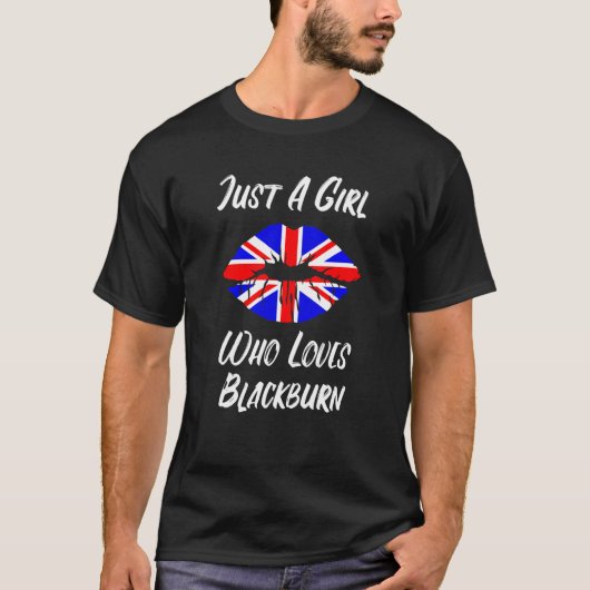 T-shirt Lips Mouth Love Union Jack Flag Blackburn (Devant)
