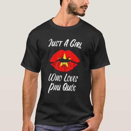 T-shirt Lips Mouth Love Vietnamese Flag Phu Quoc (Devant)
