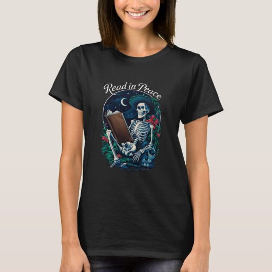 T-shirt Lire dans Peace Skeleton Lecture Livre Lover Booki (Devant)