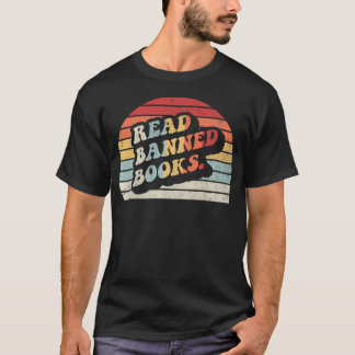 T-shirt Lire les livres interdits Rétro Coucher de soleil 