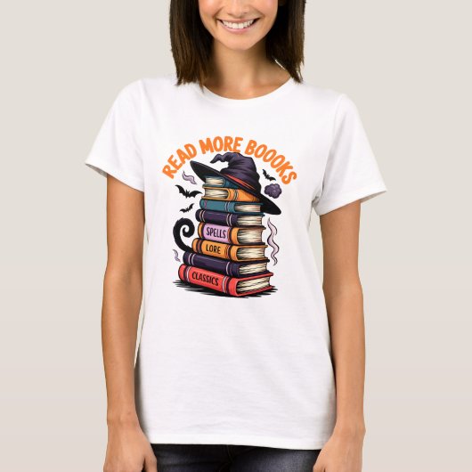 T-shirt Lire plus Livres Drôle Sorcière Casquette Éffrayan (Devant)