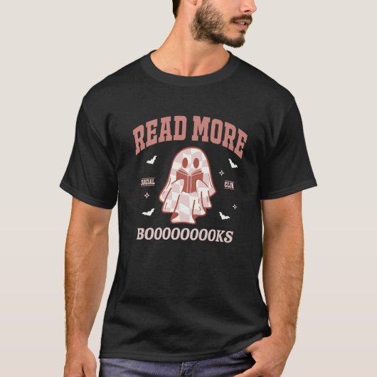 T-shirt Lire Plus Livres Enseignant Cute Lecture Ghost Hal (Devant)