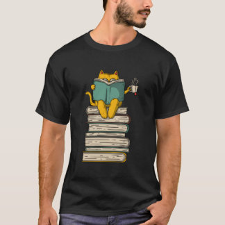 T-shirt Lire un livre de chat thé