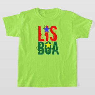 T-SHIRT LISBONNE : TEXTE CRÉATIF EN VERT ET ROUGE