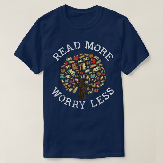T-shirt Lisez plus, inquiétez-vous moins Livres Arbres Amo (Design devant)