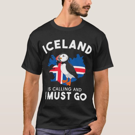 T-shirt L'Islande appelle et je dois y aller, le volcan de (Devant)