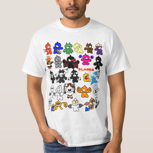 T-shirt liste de charater (Devant)