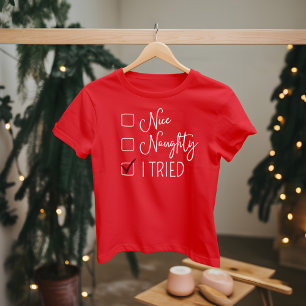 T-shirt Liste de contrôle de Festive Fun : Nice, Naughty, 