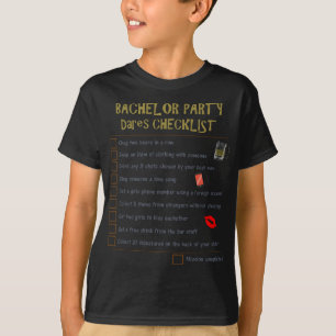 T-shirt Liste de contrôle de la fête de baccalauréat Groom