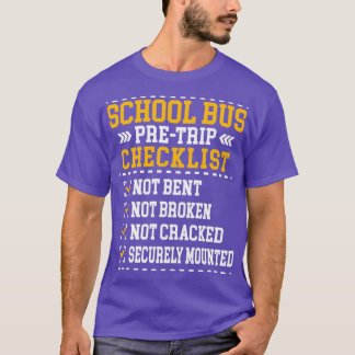 T-shirt Liste de contrôle de l'autobus scolaire Pré-voyage