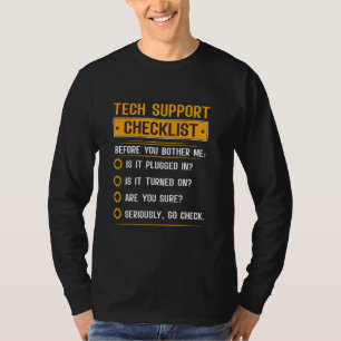 T-shirt Liste de contrôle du support technique Funny Tech