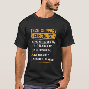 T-shirt Liste de contrôle du support technique Funny Tech