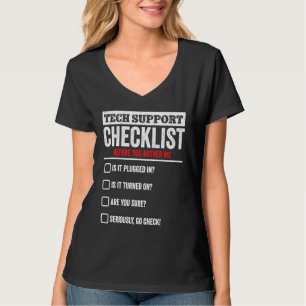 T-shirt Liste de contrôle du support technique Système d'