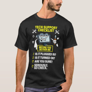 T-shirt Liste de contrôle informatique Support technique i