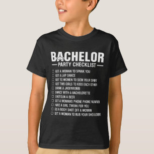 T-shirt Liste de contrôle pour l'enterrement de vie de gar