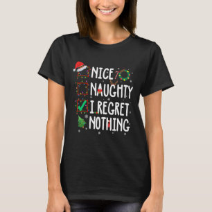 T-shirt Liste de Noël Mignonne Méchante Je ne Regrette Rie