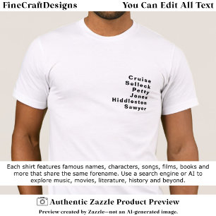 T-shirt Liste de noms de famille célèbres notables personn