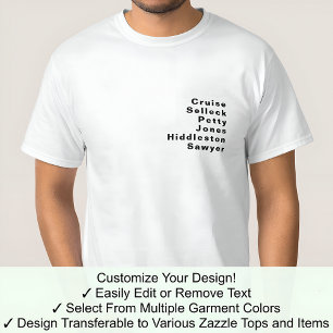 T-shirt Liste de noms de famille célèbres notables personn