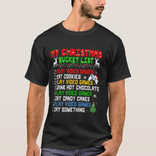 T-shirt Liste de saut de Noël Santa Hat Funny Vidéo Gamer 