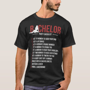 T-shirt Liste de vérification pour l'enterrement de vie de