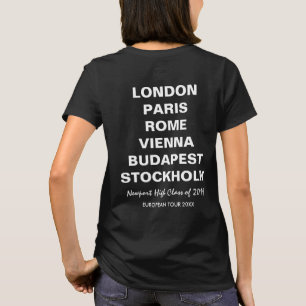 T-shirt Liste de voyage de classe de coutume européenne d