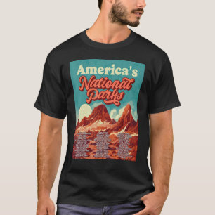 T-shirt Liste des 63 parcs nationaux 2022 Scène de montagn