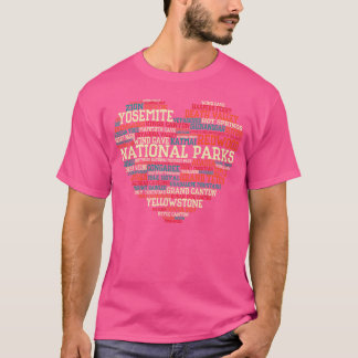 T-shirt Liste des parcs nationaux Nuage de mots cœur Campi
