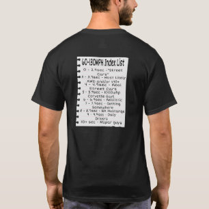 T-shirt Liste d'index de vitesse 60-130