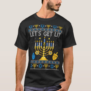 T-shirt Lit Chanukah Hanoukka Noël laid vache