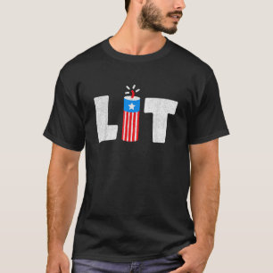 T-shirt Lit Firecracker Juillet 4 America Drapeau Patrioti