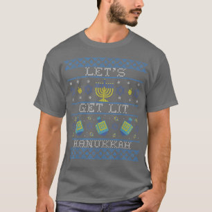 T-shirt Lit Hanoukka lit laid Christmas Sweater