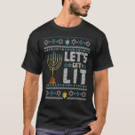 T-shirt Lit Menorah Hanoukka Channukah Juif<br><div class="desc">Lit Menorah Hanoukka Channukah Juif</div>