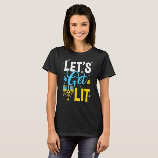 T-shirt Lit Menorah Hanoukka juive (Devant entier)