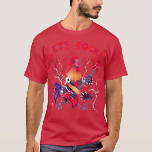 T-shirt Lit Rock Rooster Jouer Lourd Metal Guitare Musique