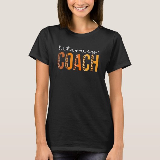 T-shirt Literacy Coach léopard Squad mignon automne automn (Devant)