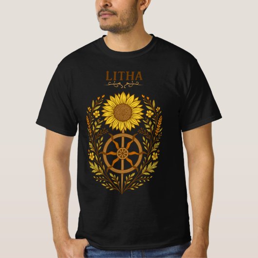 T-shirt Litha Tournesol Roue Solstice d'été Céleste (Devant)