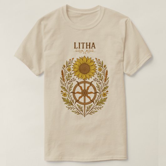 T-shirt Litha Tournesol Roue Solstice d'été Céleste (Design devant)