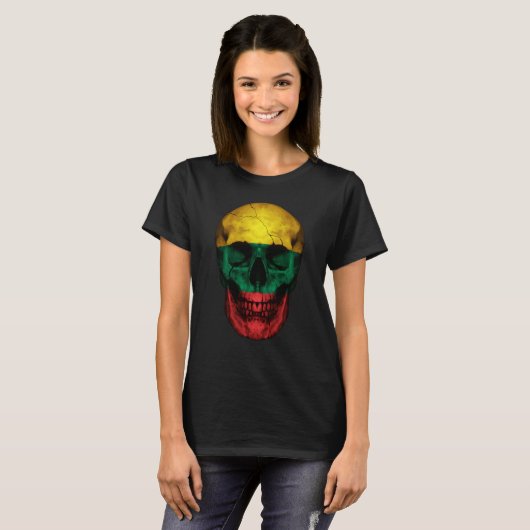 T-shirt Lithuania Flag Skull Lithuanian Roots Proud Patrio (Devant entier)